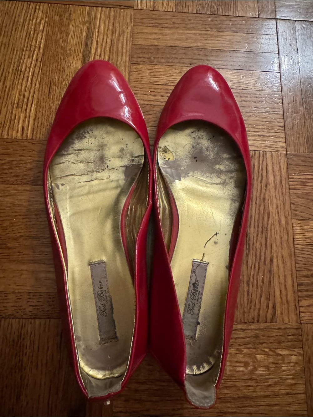Ted Baker patent red ballet flats